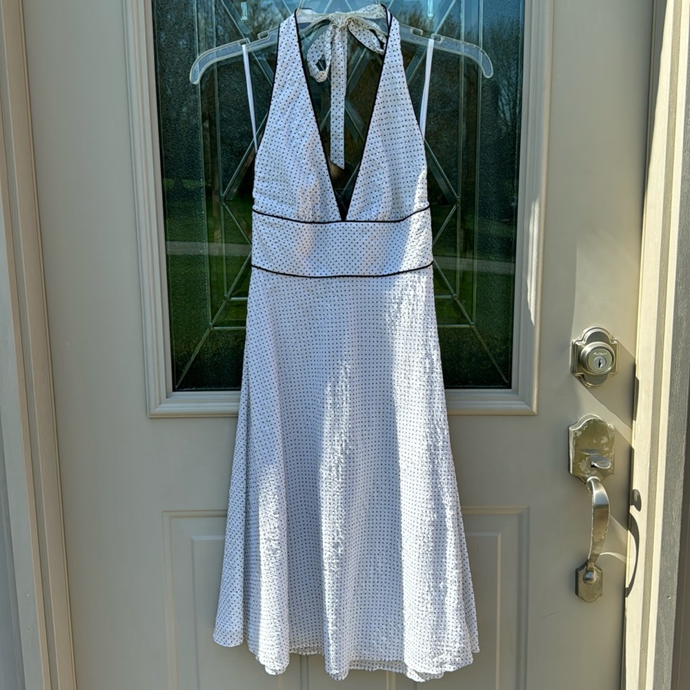 Jcrew beach dress white with black polka dots. EUC. Size OP